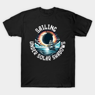 Sailing under shadows solar eclipse at sea T-Shirt